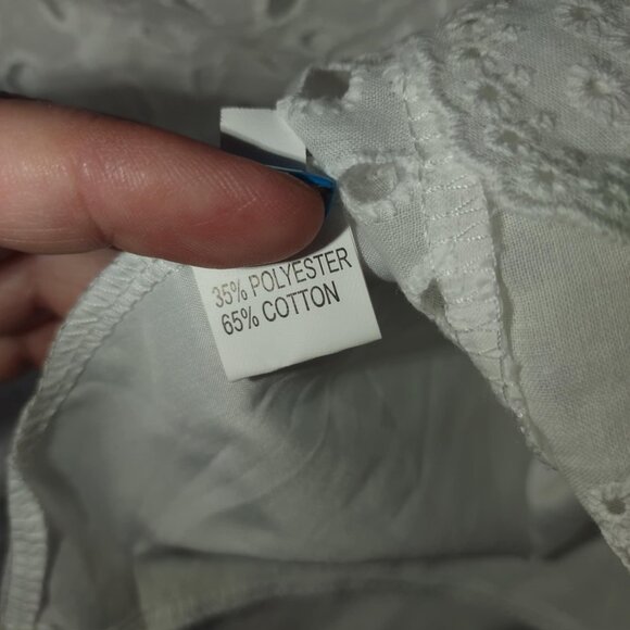 Unbranded Women's XS White Summer Romper Eyelet Lace Scallop Hem‎ Ruffle Sleeves - Picture 11 of 12